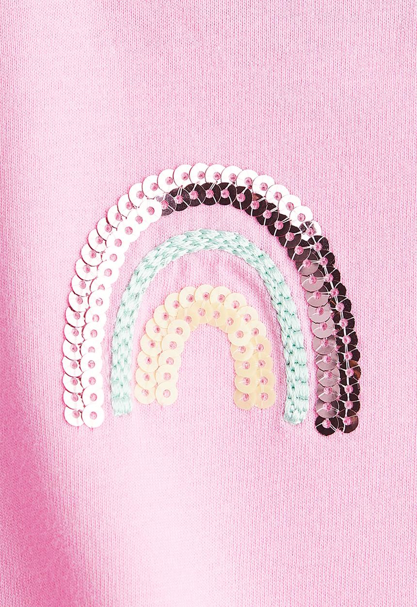 H&M - Sequined cotton top - pink rainbows
