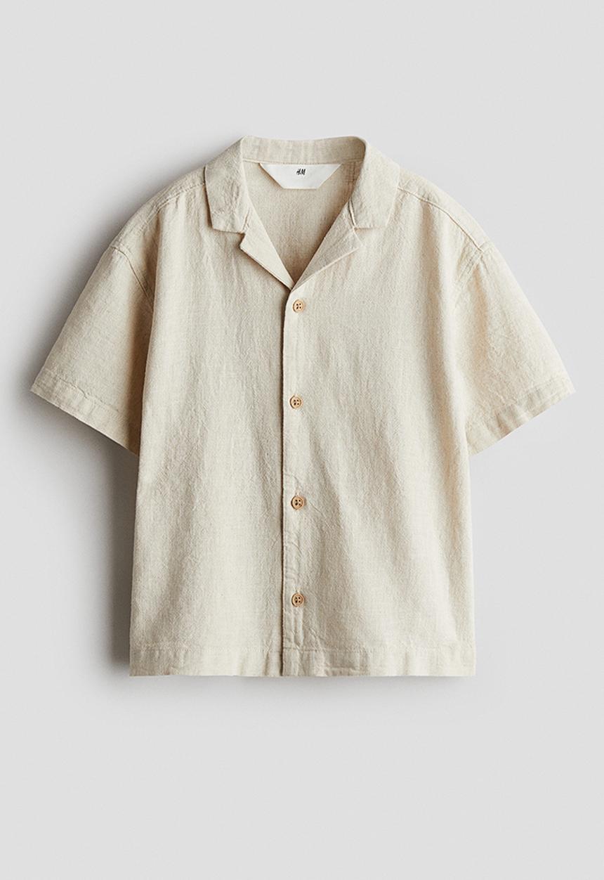 H&M - Linen-blend resort shirt - light beige