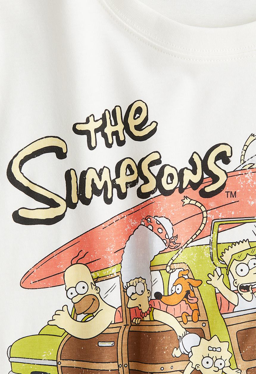 H&M - Print-motif cotton t-shirt - white/the simpsons