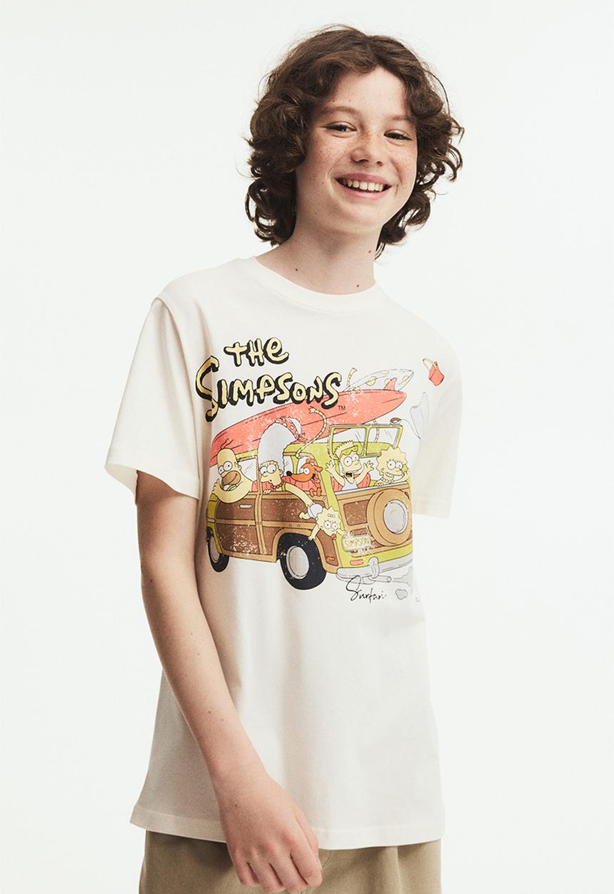 H&M - Print-motif cotton t-shirt - white/the simpsons