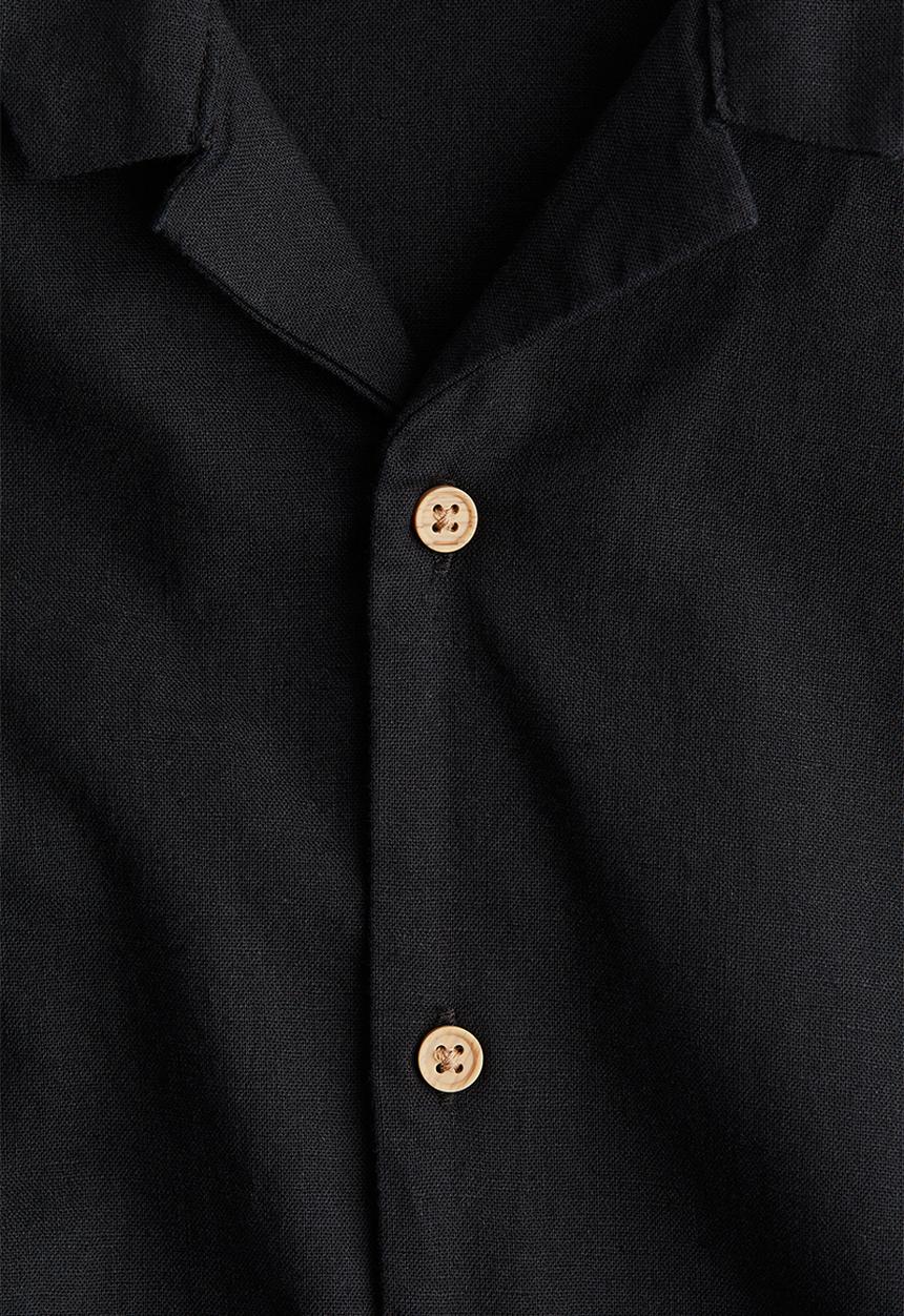 H&M - Linen-blend resort shirt - black