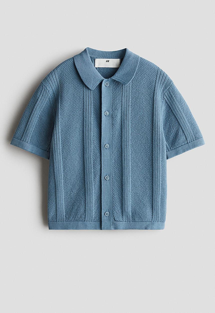H&M - Textured-knit shirt - dark turquoise