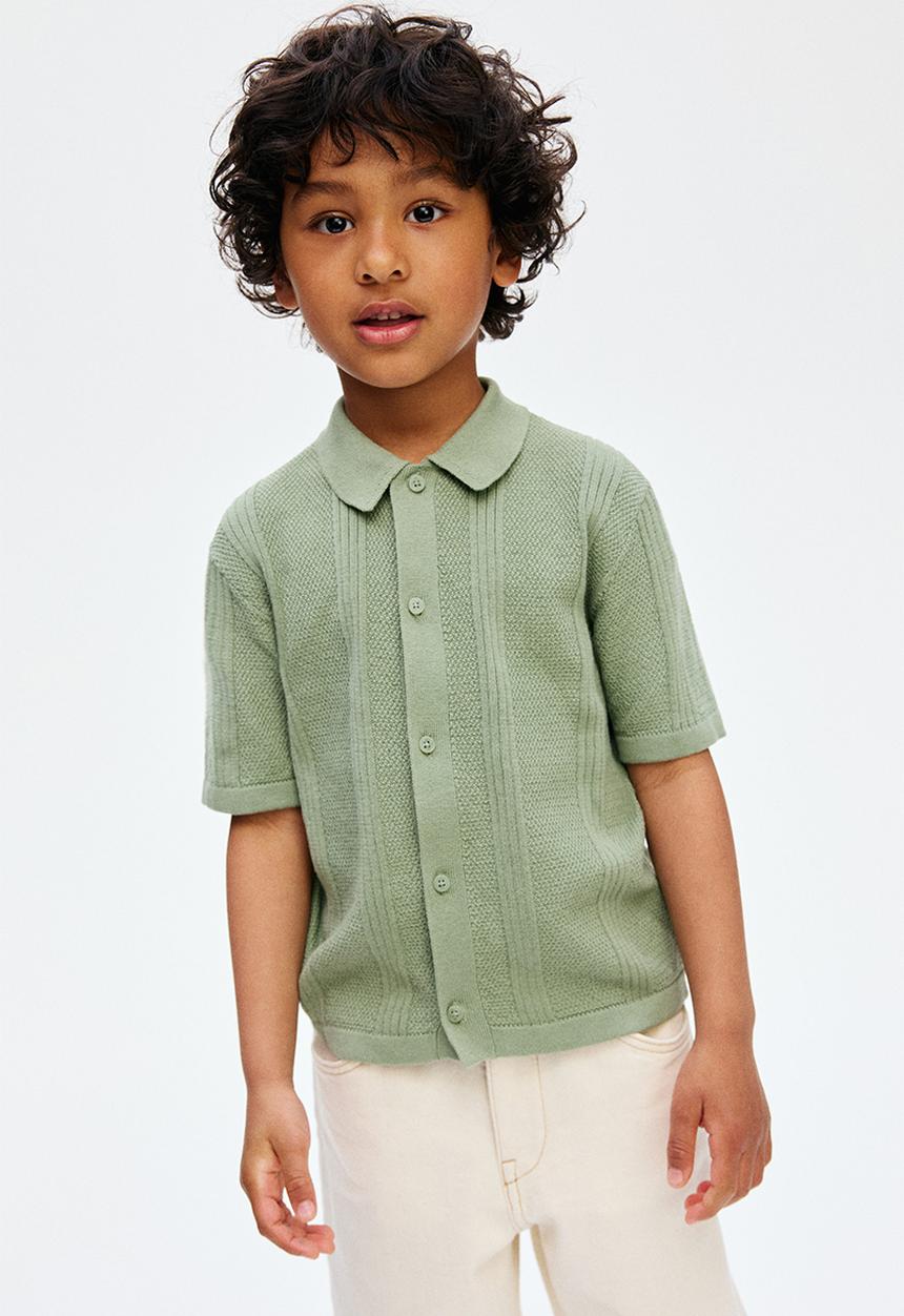 H&M - Textured-knit shirt - khaki green