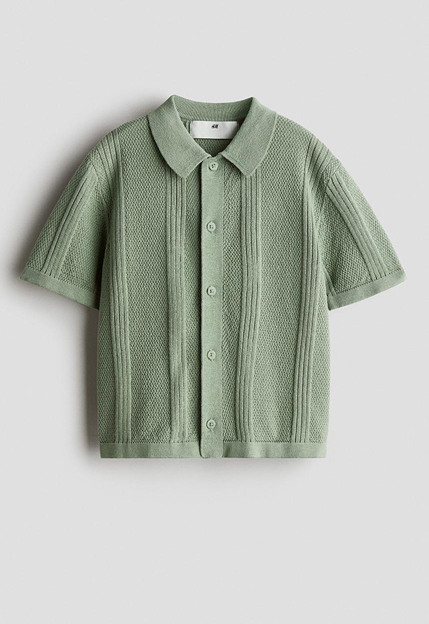 H&M - Textured-knit shirt - khaki green