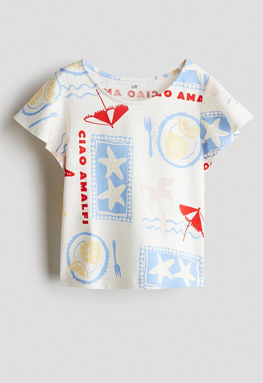 H&M - Flutter-sleeved cotton top - white ciao amalf