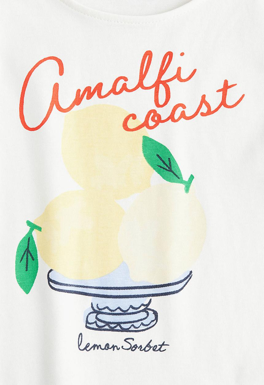 H&M - Flutter-sleeved cotton top - white amalfi coast