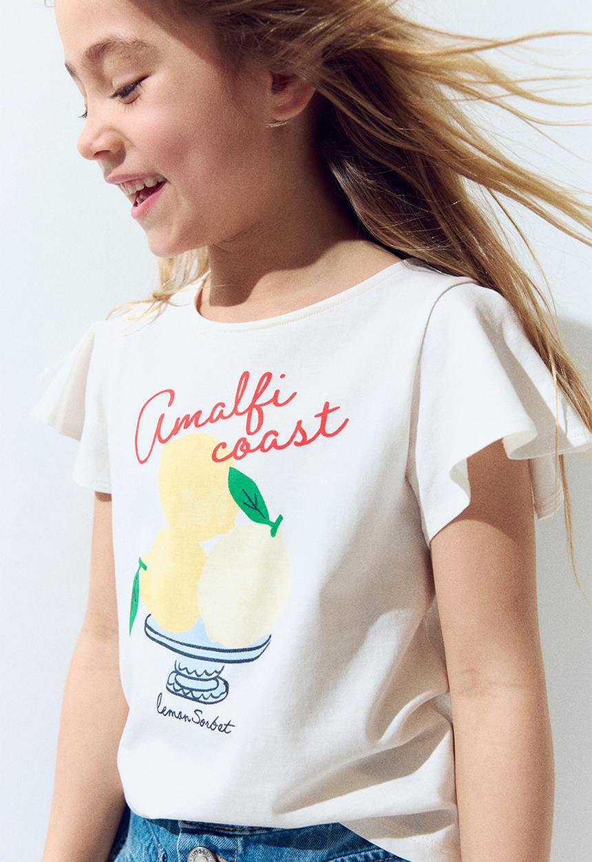 H&M - Flutter-sleeved cotton top - white amalfi coast