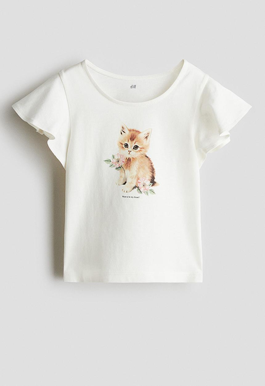 H&M - Flutter-sleeved cotton top - white want to be my friend?