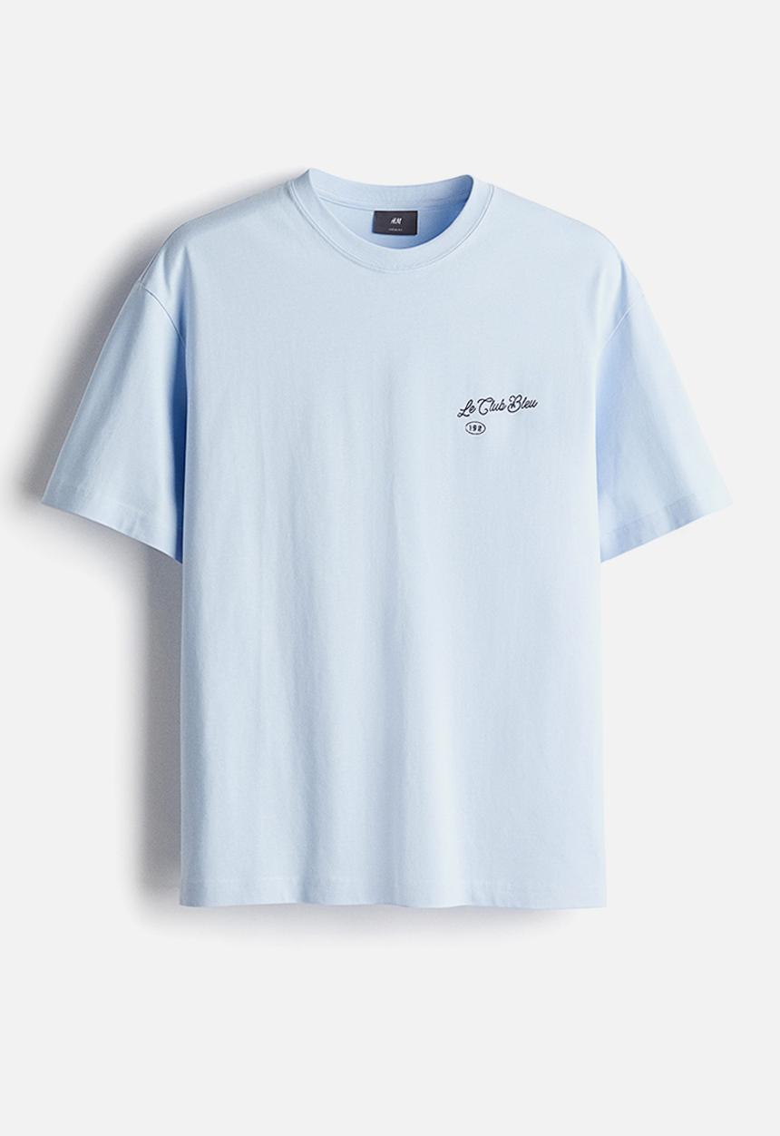 H&M - Loose fit printed t-shirt - light blue/le club bleu