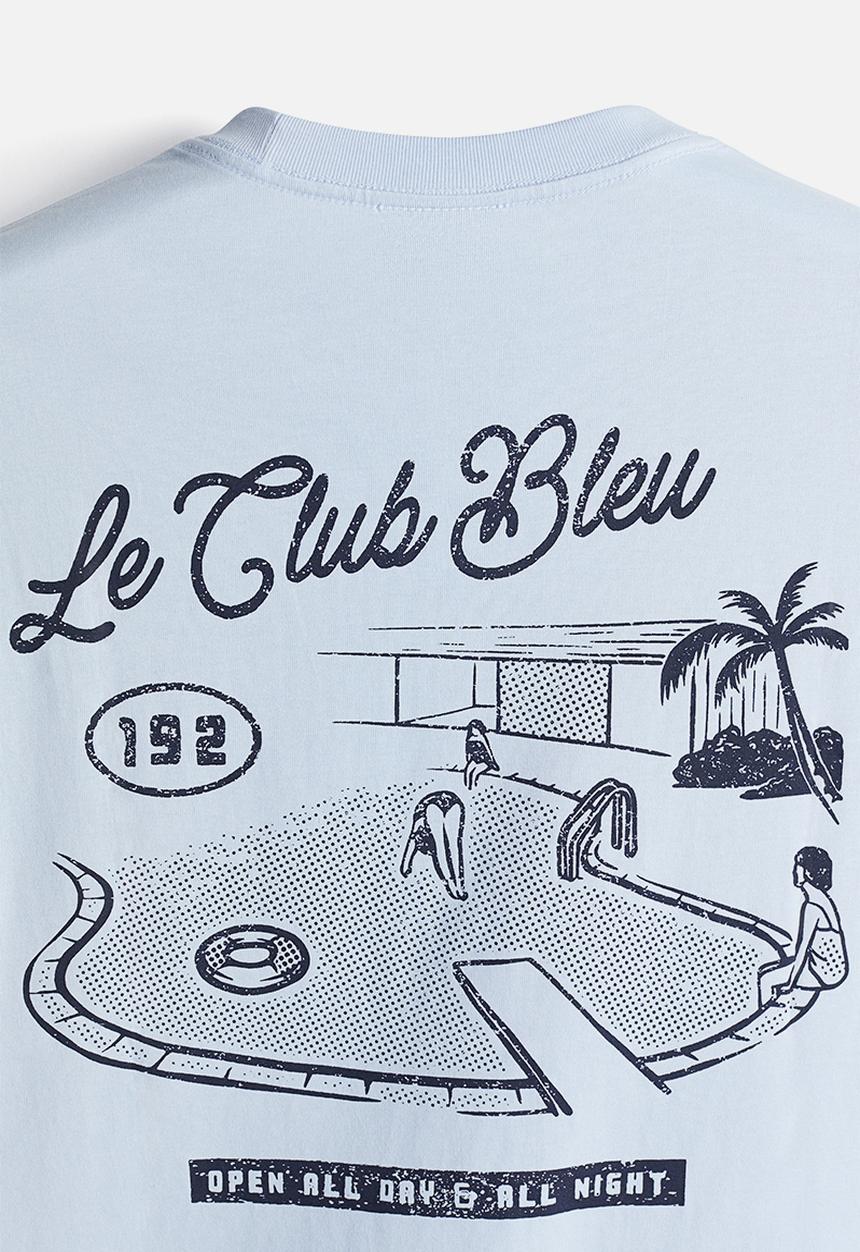 H&M - Loose fit printed t-shirt - light blue/le club bleu