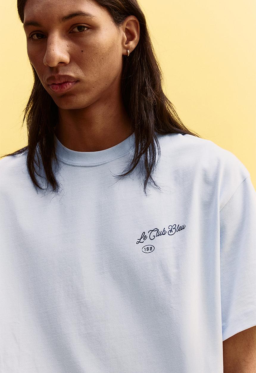 H&M - Loose fit printed t-shirt - light blue/le club bleu