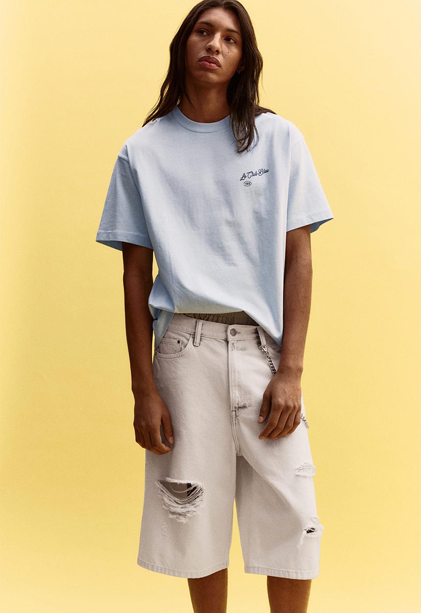 H&M - Loose fit printed t-shirt - light blue/le club bleu