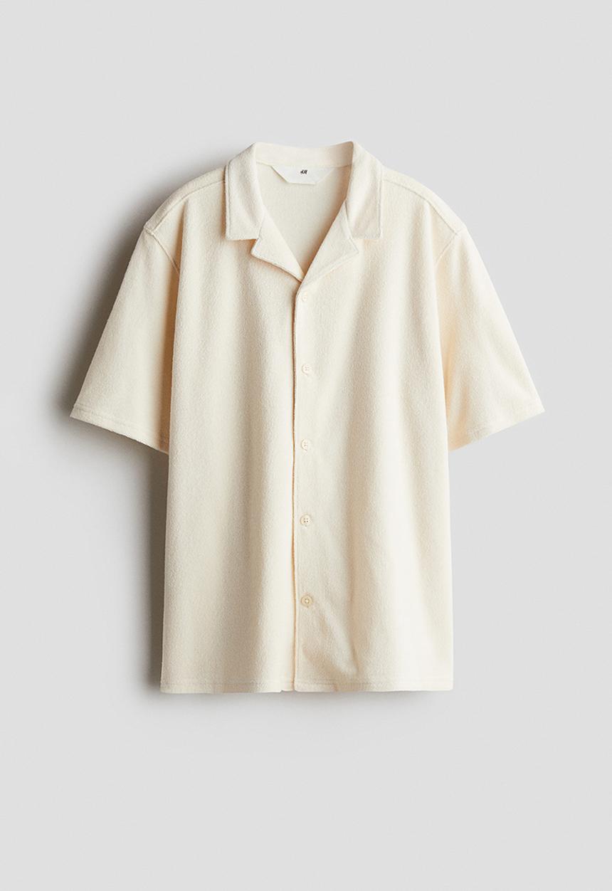 H&M - Textured resort shirt - light beige 