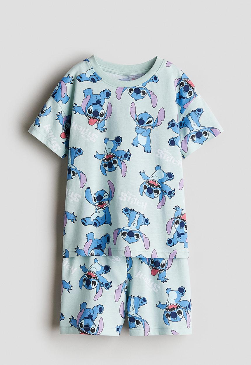 H&M - Printed cotton jersey pyjamas - turquoise lilo & stitch