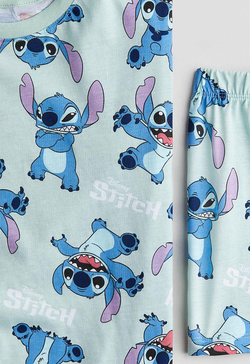H&M - Printed cotton jersey pyjamas - turquoise lilo & stitch