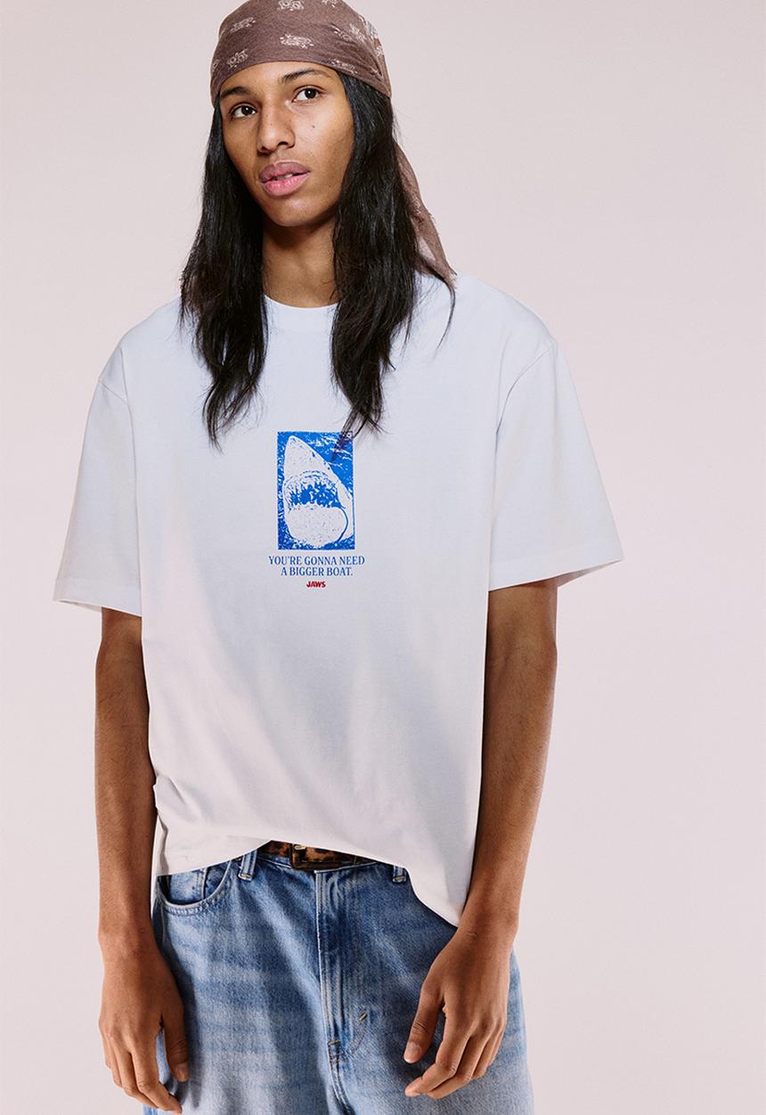 H&M - Loose fit t-shirt - white jaws