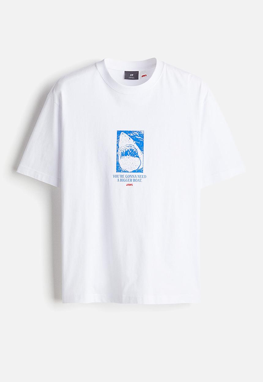 H&M - Loose fit t-shirt - white jaws