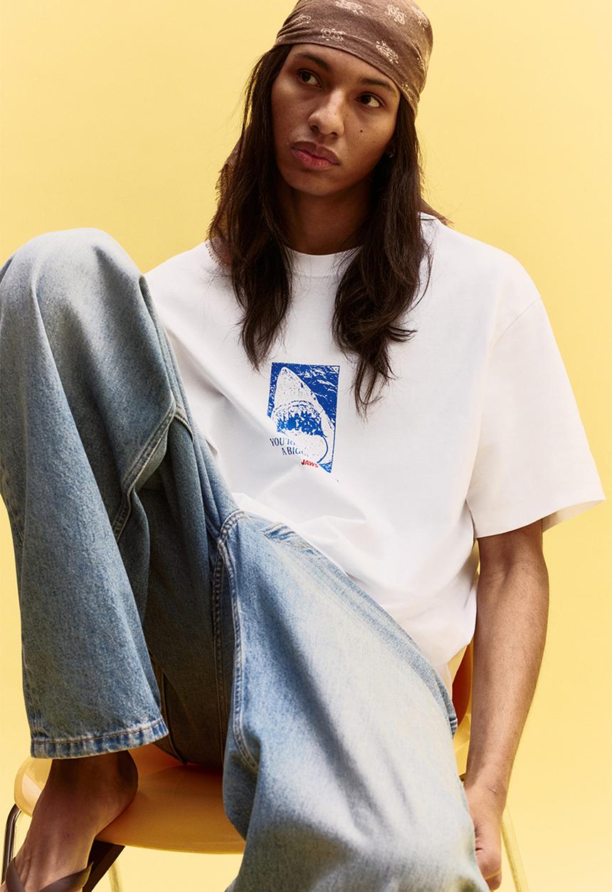 H&M - Loose fit t-shirt - white jaws