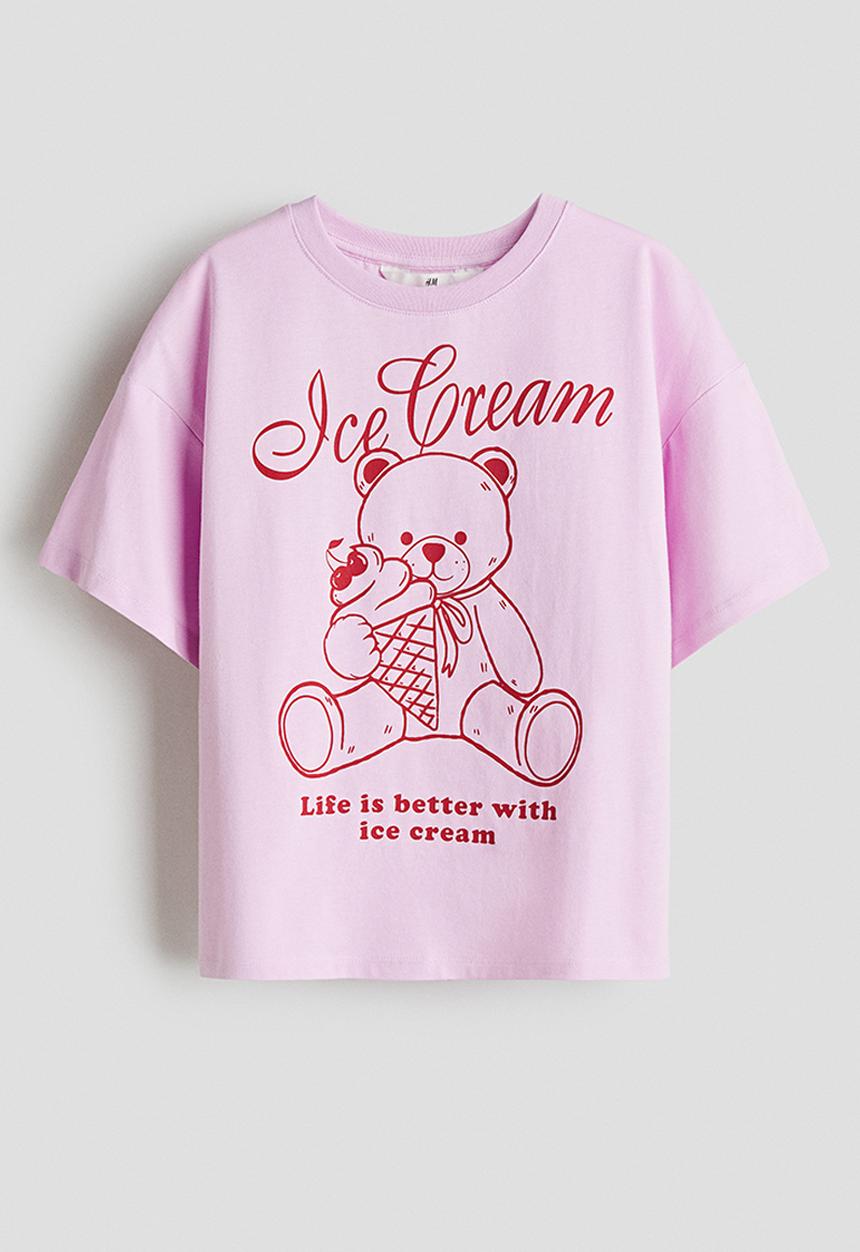 H&M - Oversized cotton T-shirt - pink ice cream