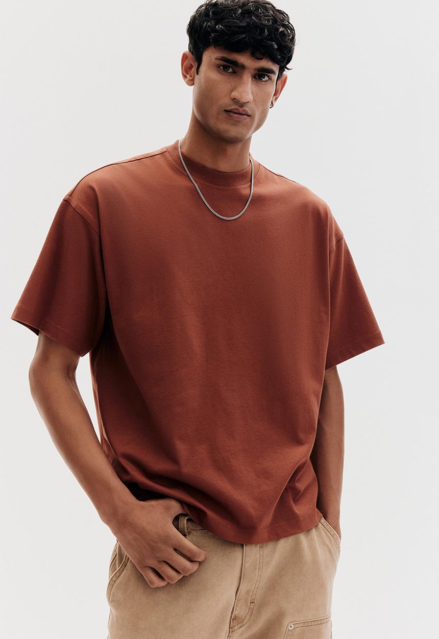 Oversized fit t-shirt - dark orange - 1074658043