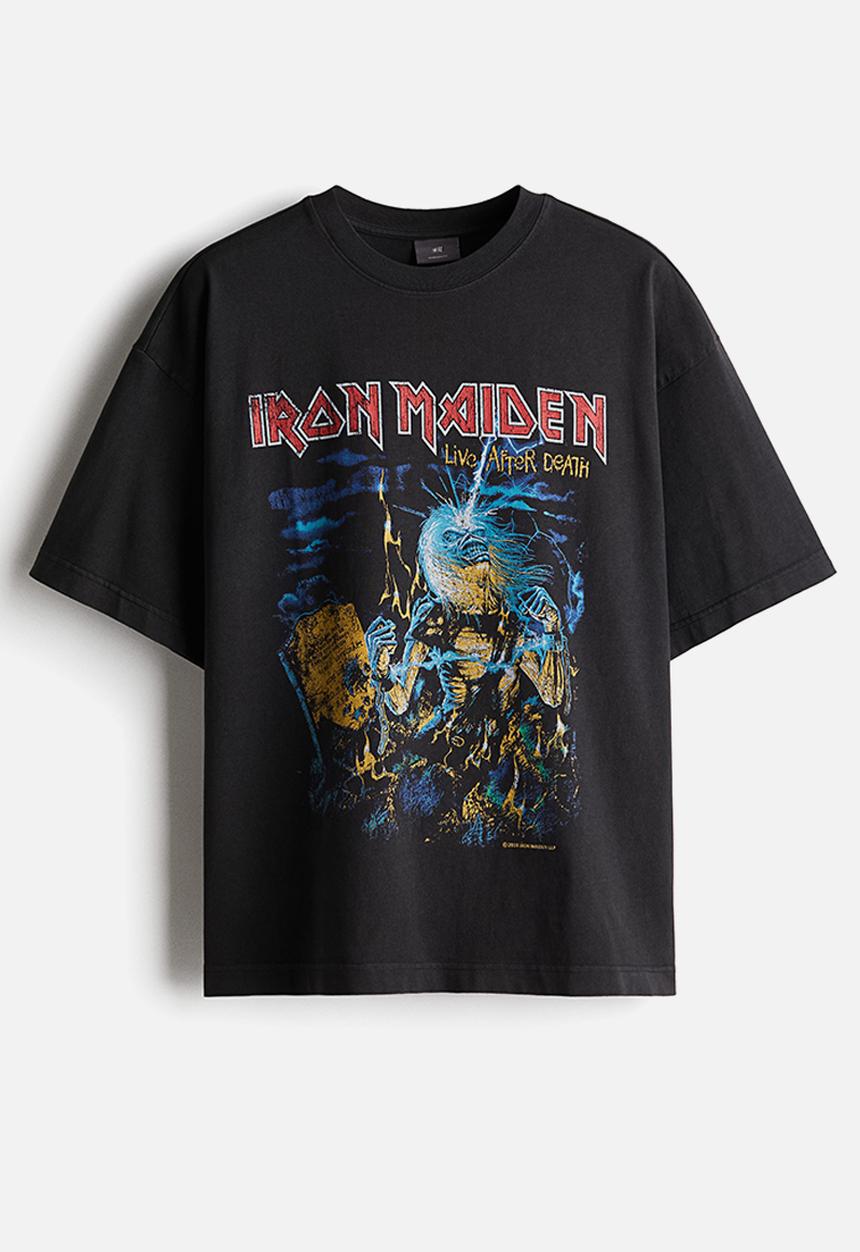H&M - Oversized fit t-shirt - black & iron maiden