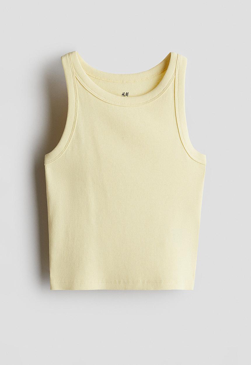 H&M - Ribbed cotton vest top - light yellow