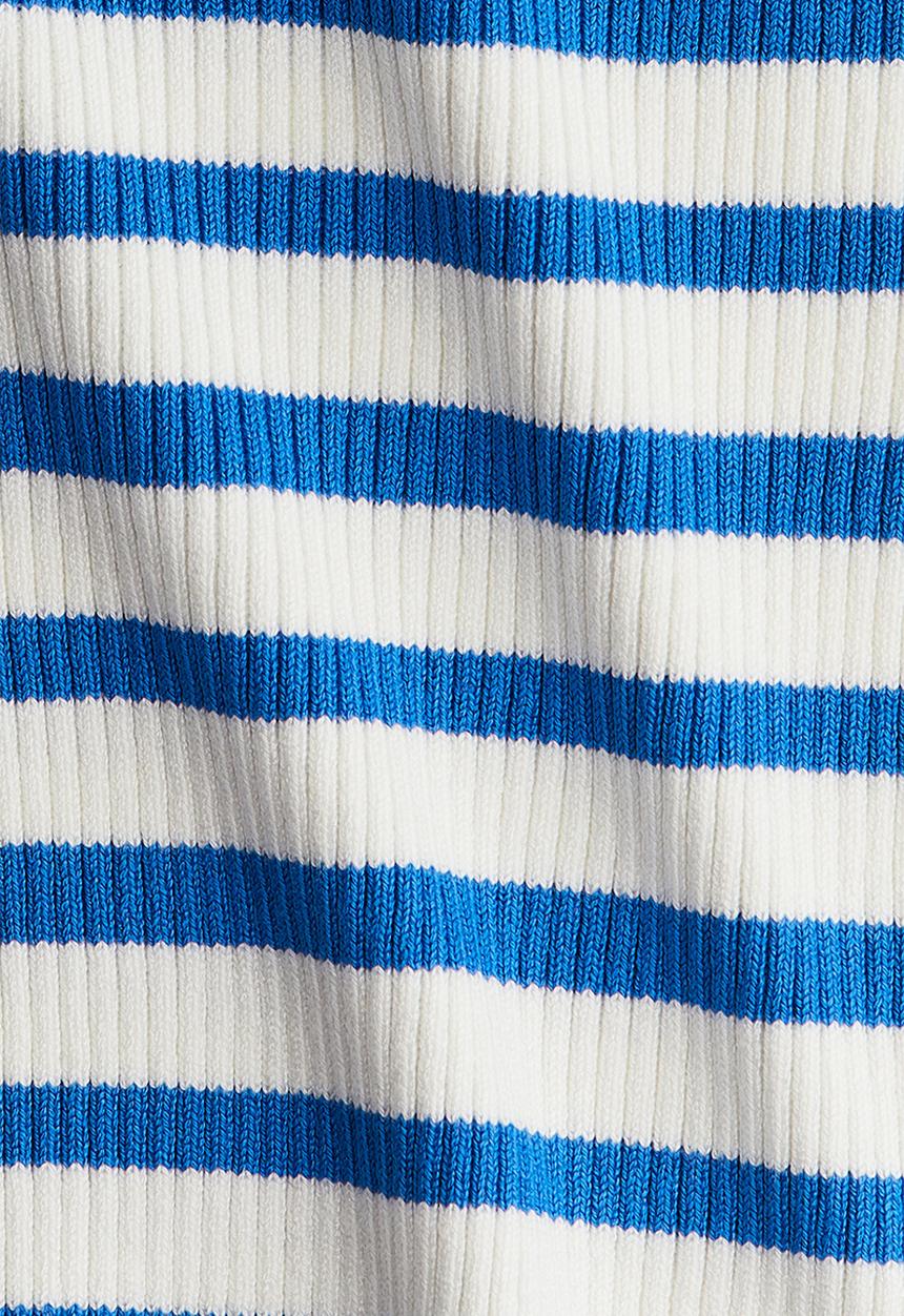 H&M - Short rib-knit top - white/blue striped