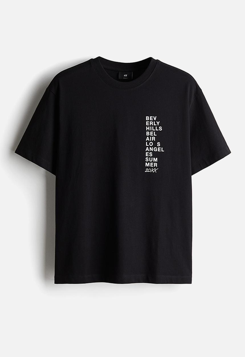 H&M - Loose fit printed t-shirt - black & beverly hills