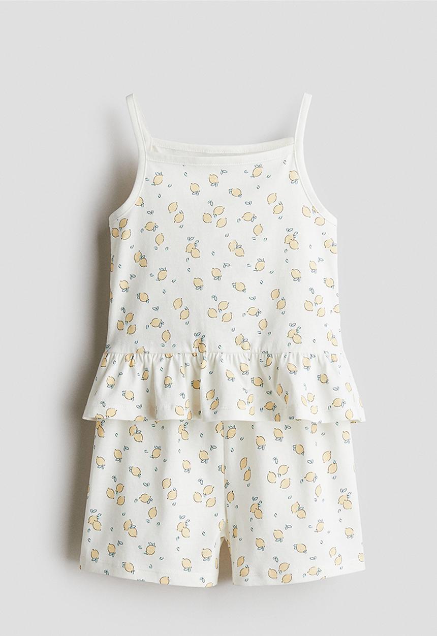 H&M - Printed cotton pyjamas - white/lemons