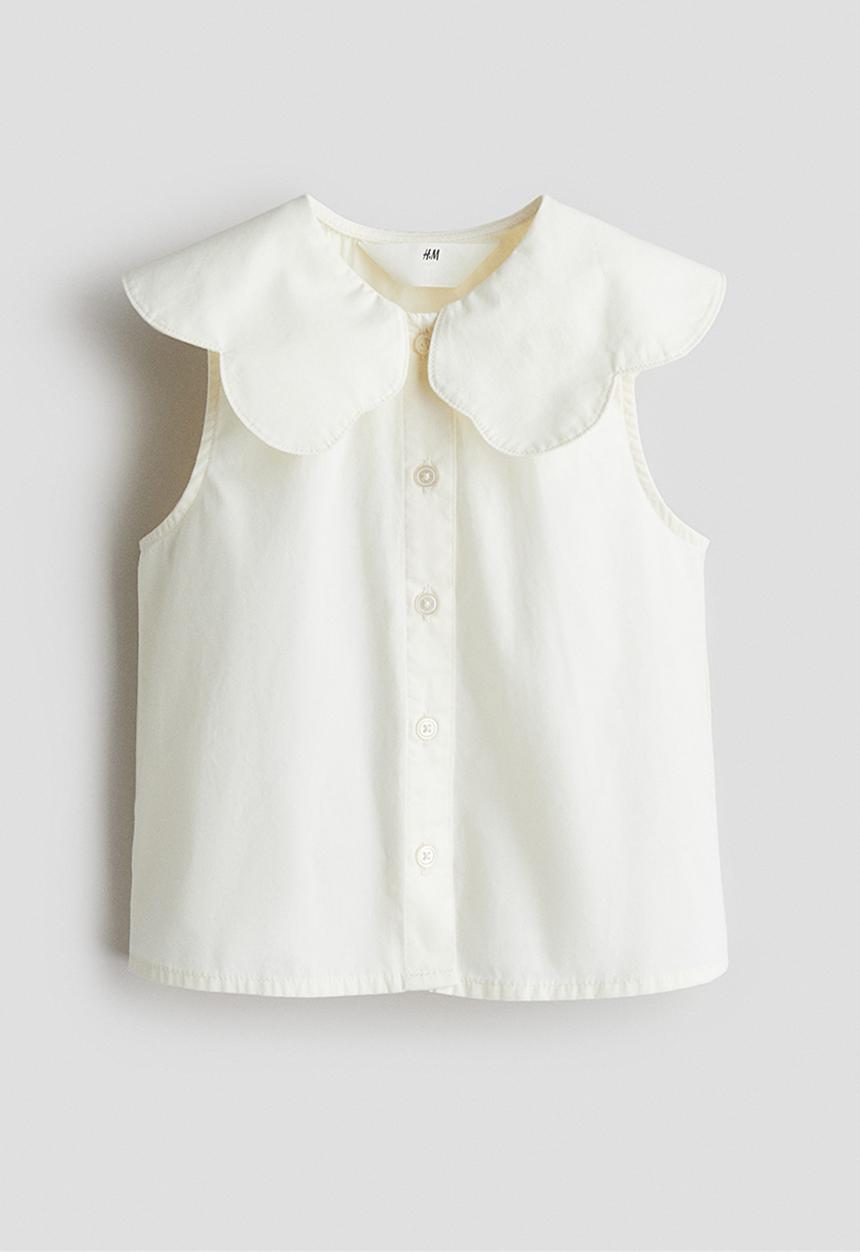 H&M - Collared cotton blouse - white