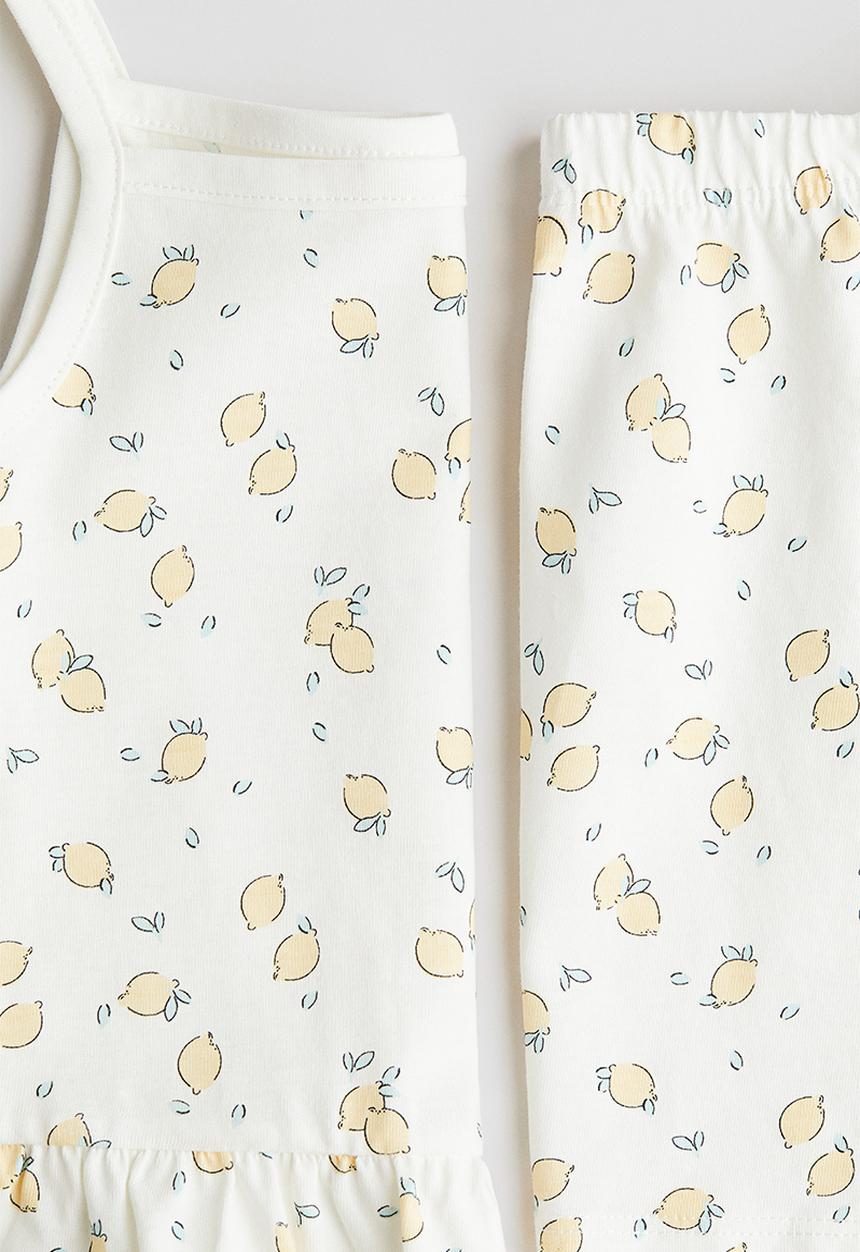 H&M - Printed cotton pyjamas - white/lemons