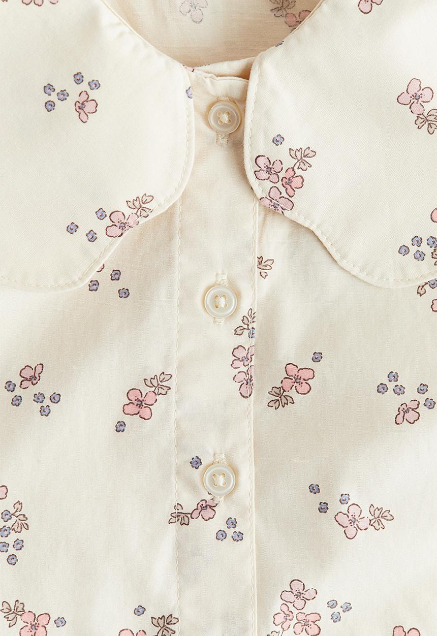 H&M - Collared cotton blouse - light beige floral