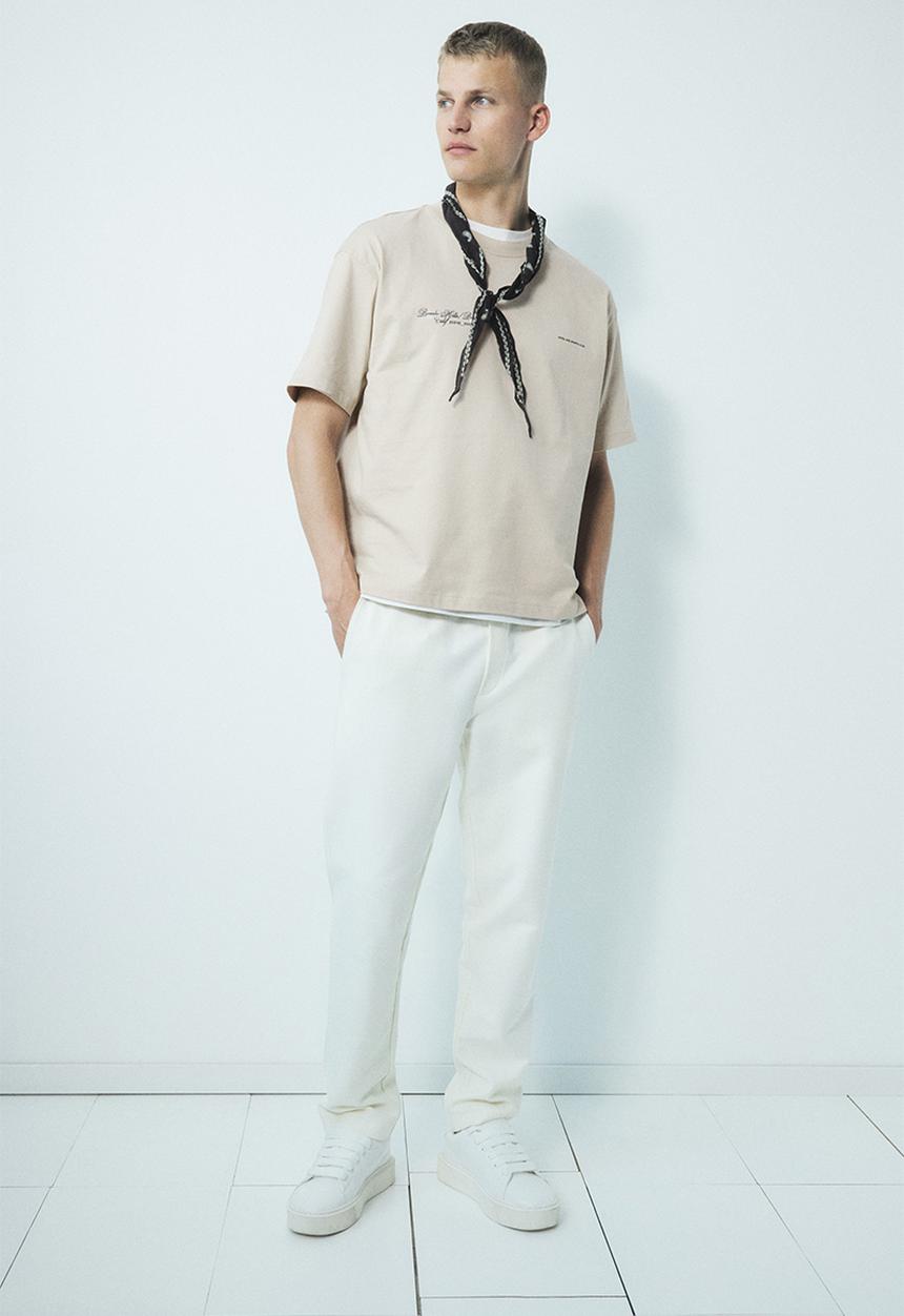 H&M - Loose fit printed t-shirt - beige/beverly hills 