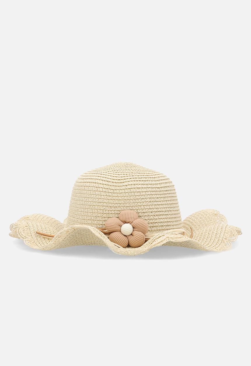 Pop Candy - Floral décor Straw hat- brown