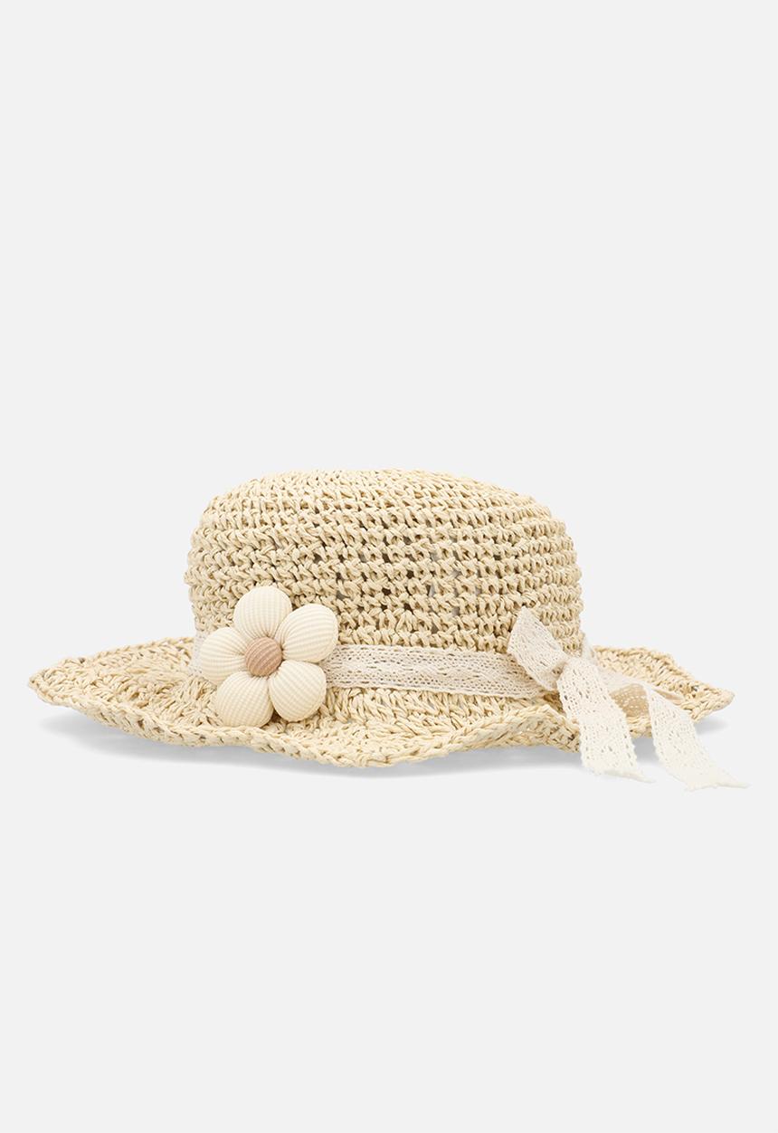 Pop Candy - Floral décor straw hat - brown