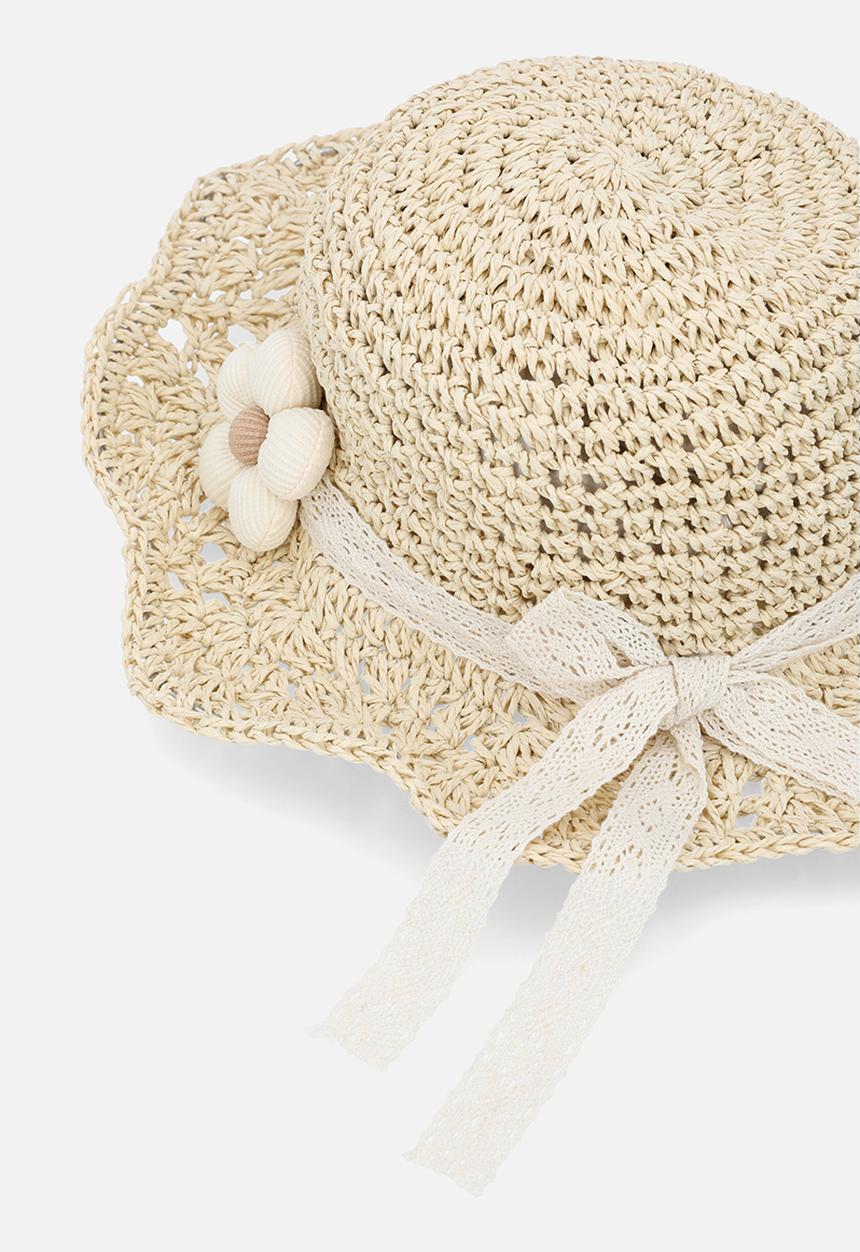 Pop Candy - Floral décor straw hat - brown