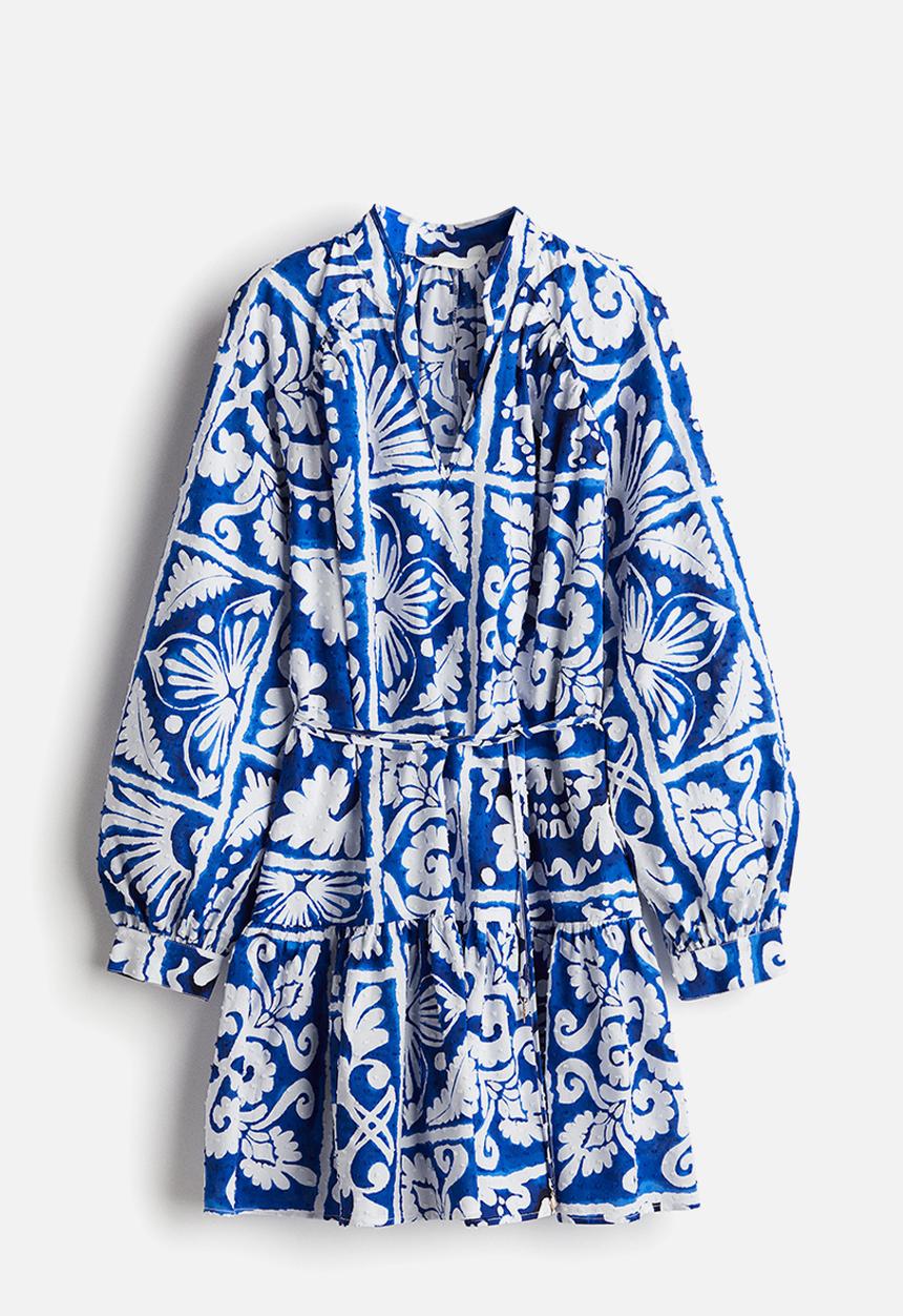 H&M - Plumeti dress - bright blue patterned