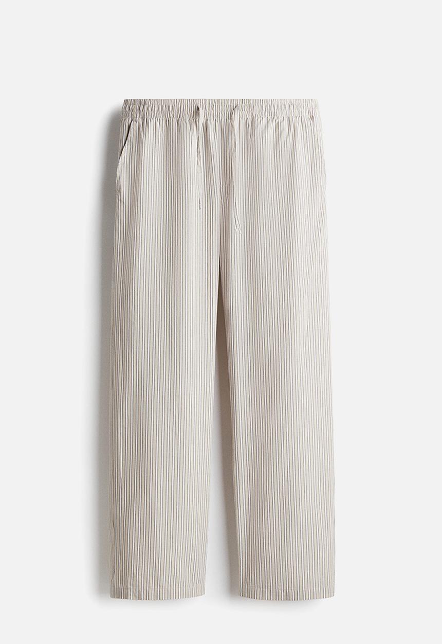 H&M - Relaxed fit poplin trousers - beige striped
