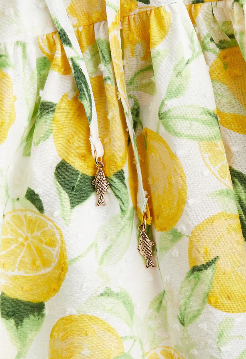 H&M - Plumeti dress - white oranges