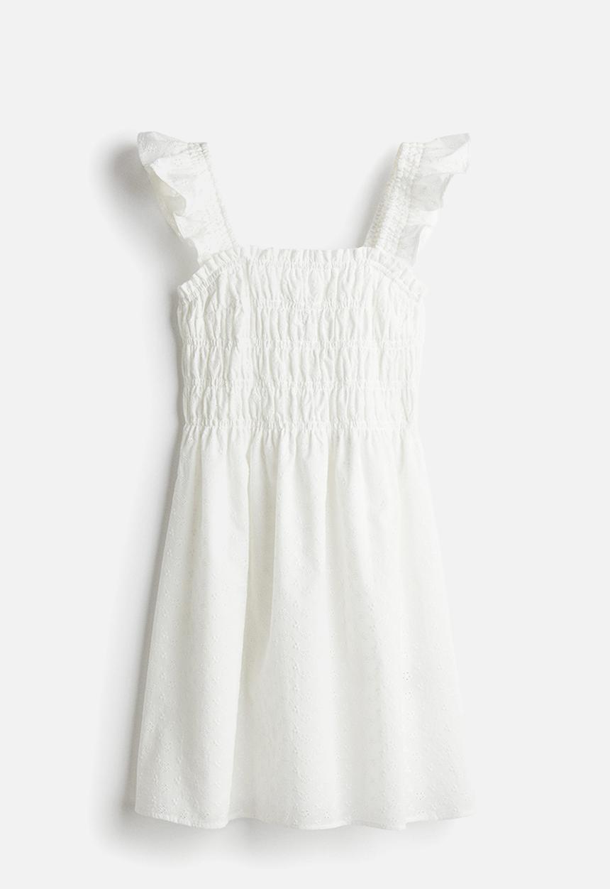 H&M - Smocked broderie anglaise dress - white