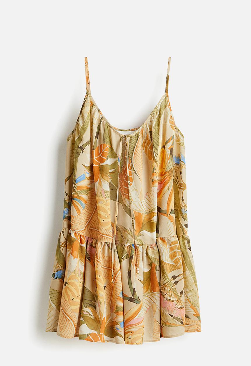 H&M - A-line strappy dress - beige floral 