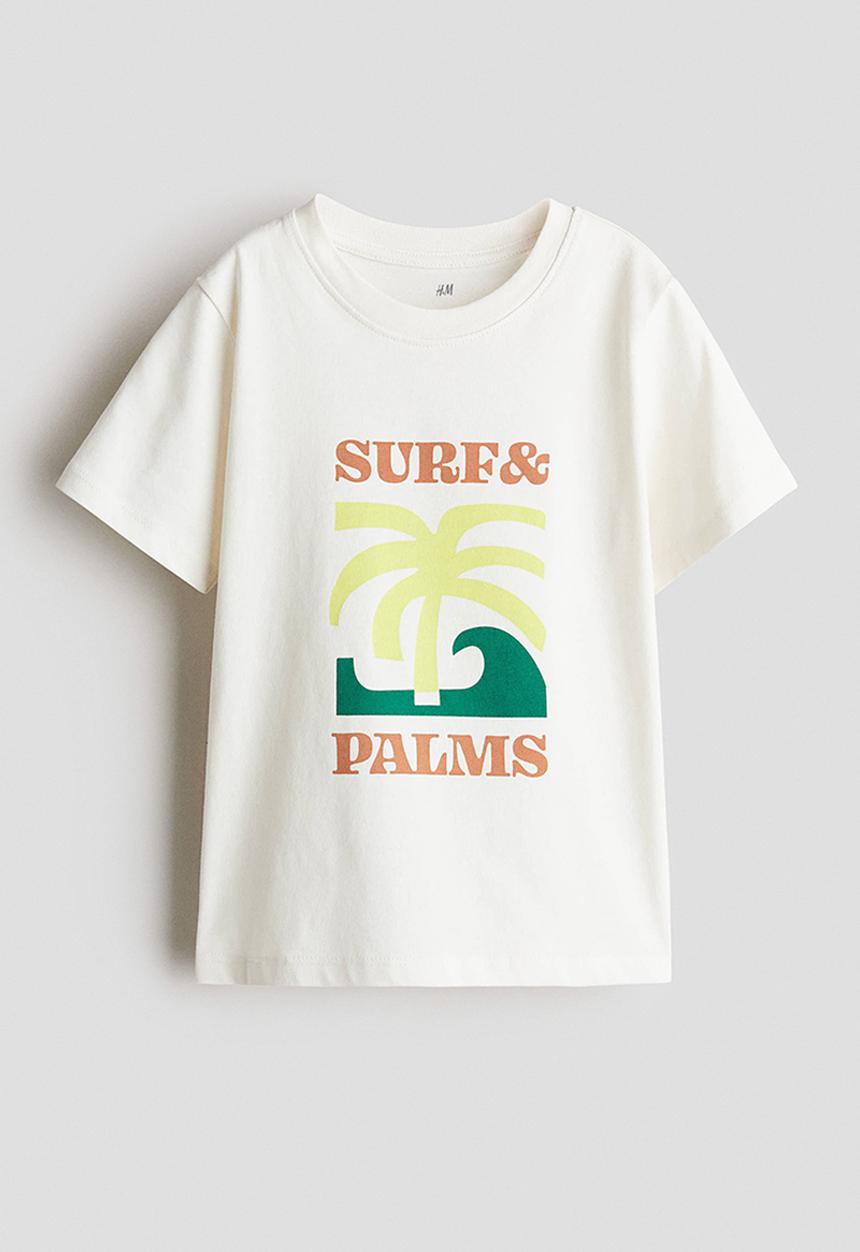 H&M - Printed t-shirt - white/surf & palms