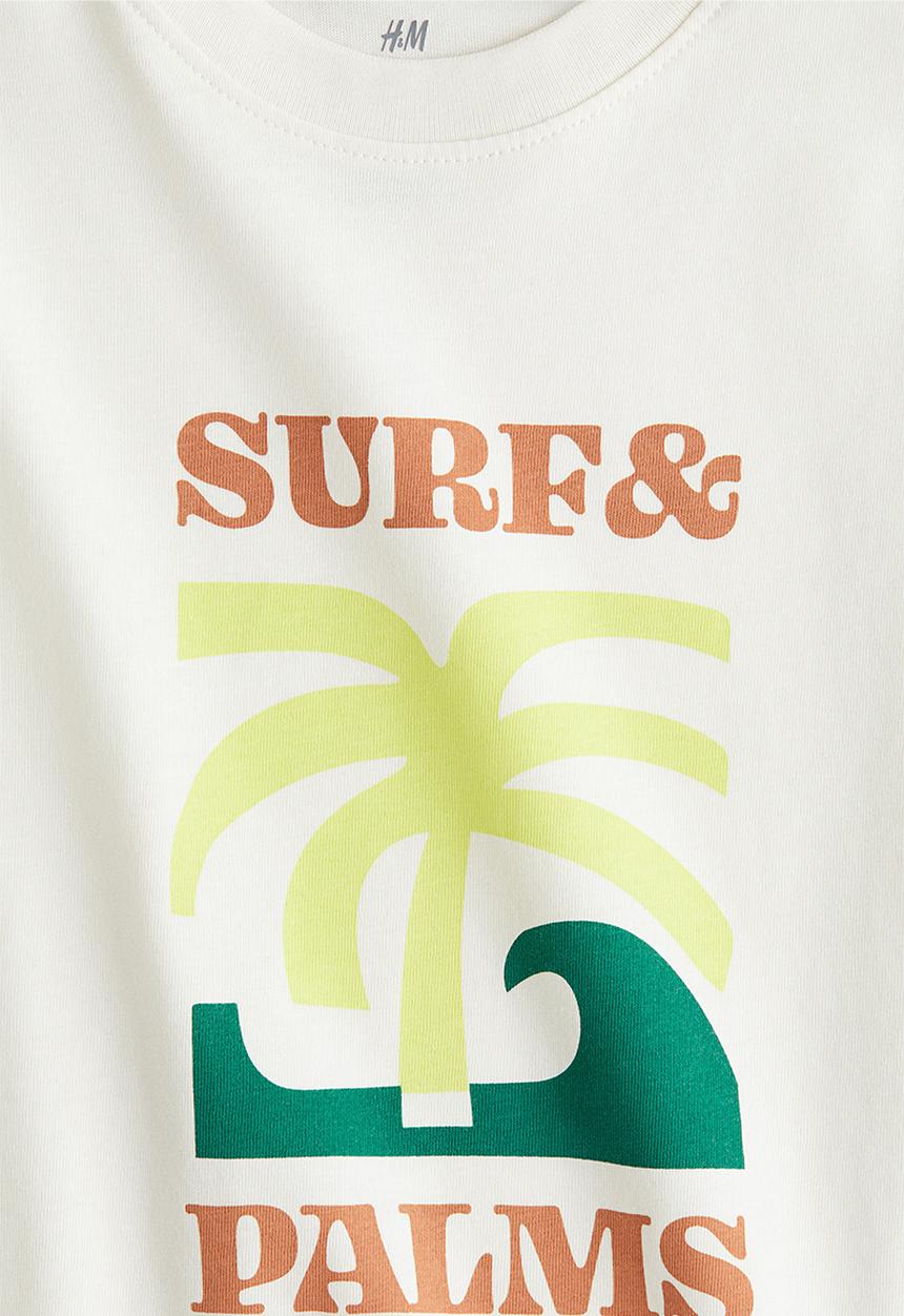 H&M - Printed t-shirt - white/surf & palms
