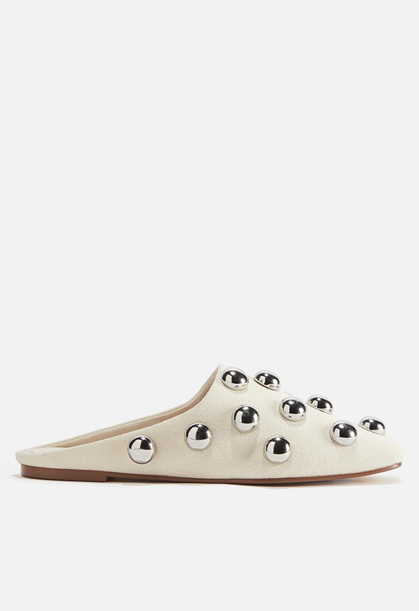 H&M - Embellished mules - cream/silver-coloured 