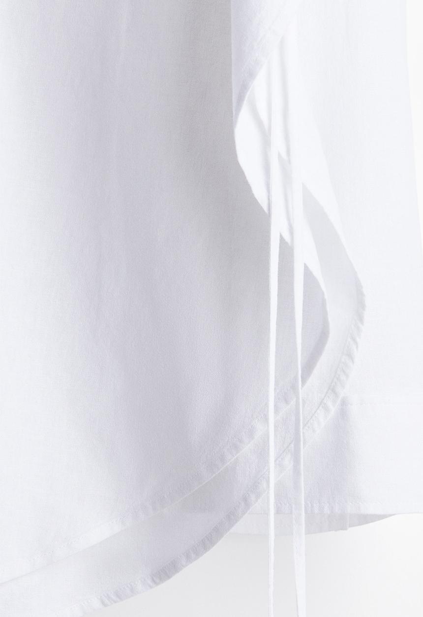 H&M - Tie-detail linen-blend shirt - white
