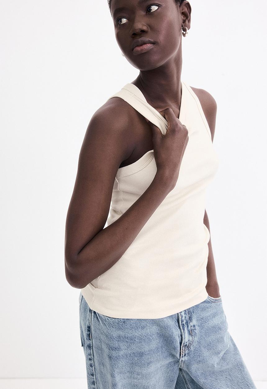 H&M - Ribbed vest top - cream 