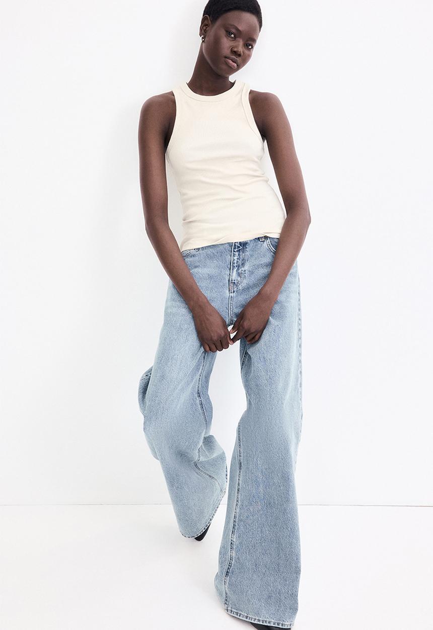 H&M - Ribbed vest top - cream 