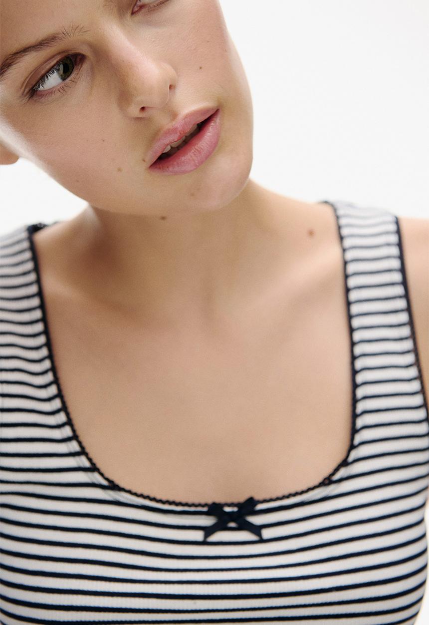 H&M - Pointelle jersey vest top - white/striped