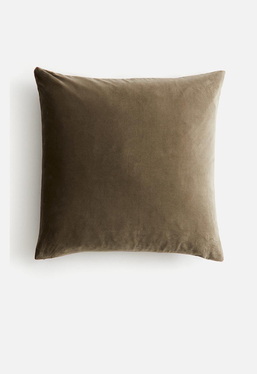 H&M - Cotton velvet cushion cover - khaki green