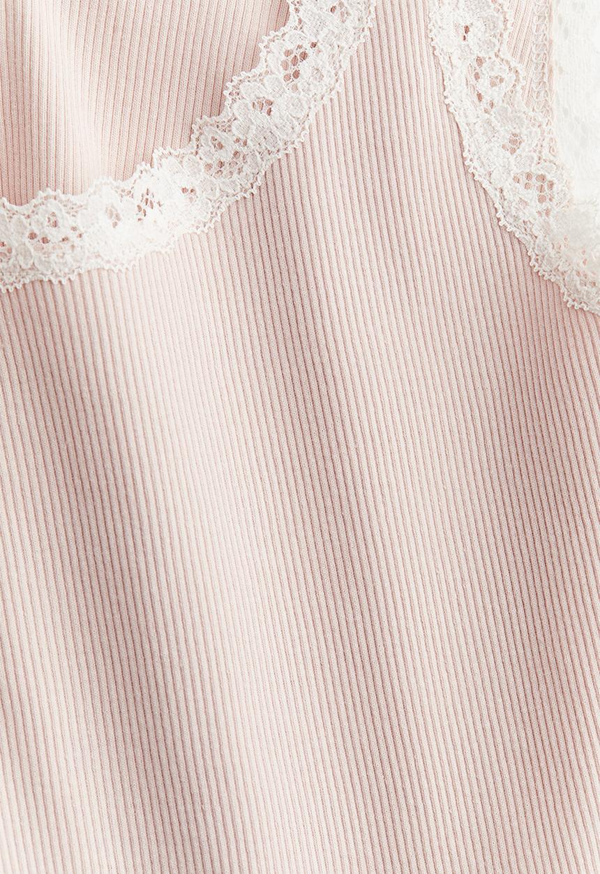 H&M - Lace-trimmed vest top - light pink